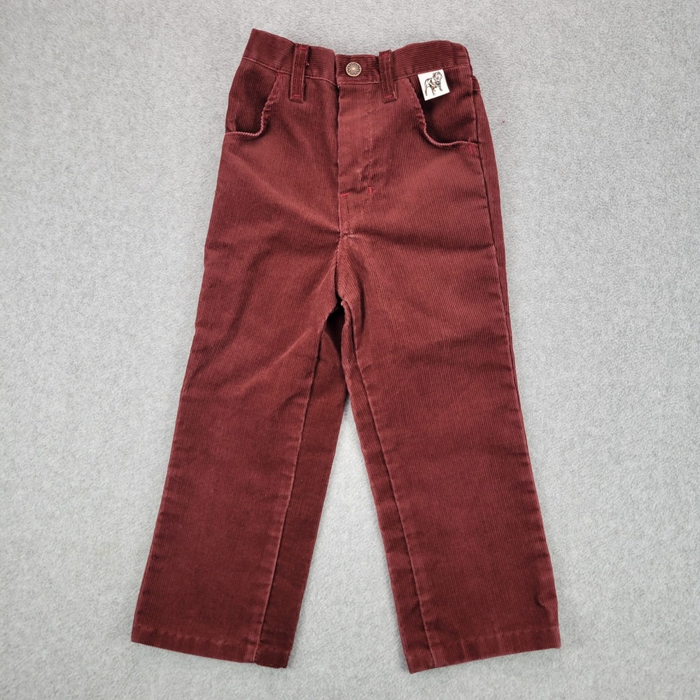 Vintage Corduroy Pants Kids 4T Maroon Elastic Back Straight Leg Bulldog 80s
